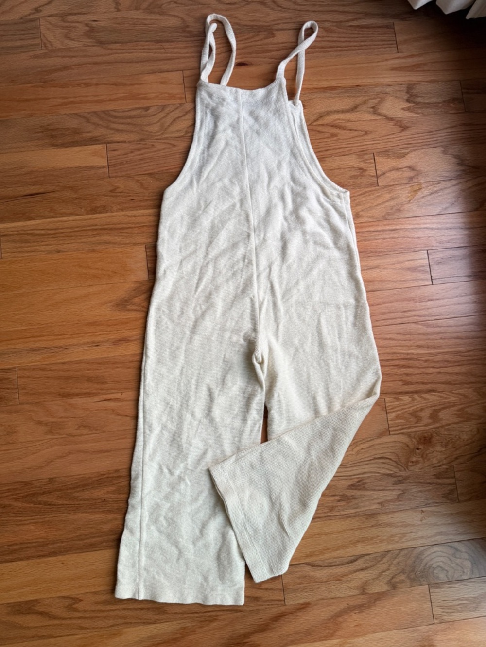 Madewell Cream Knit Wide-Leg Jumpsuit with Straps
